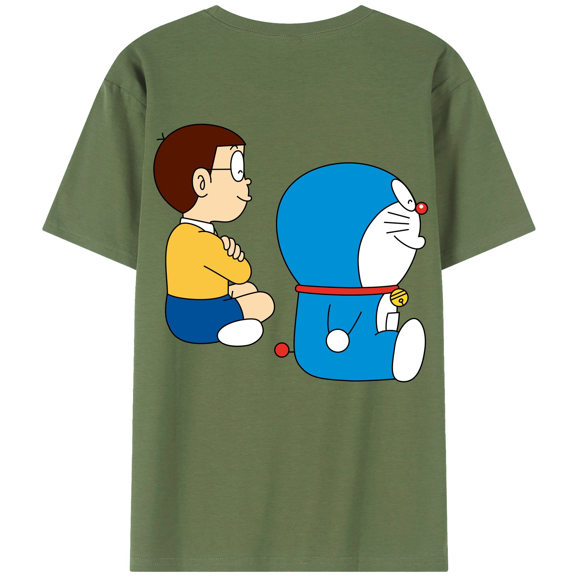 （画像用） ドラえもん 野比 のび太 Doraemon Nobita Nobi 綿100％ メンズ半袖Tシャツ（バックプリント） 通気性